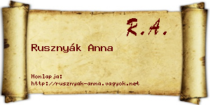 Rusznyák Anna névjegykártya
